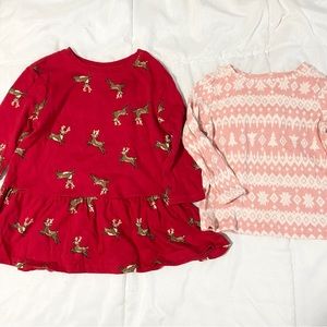 Old Navy toddler girl Christmas dress and shirt bundle size 18-24m